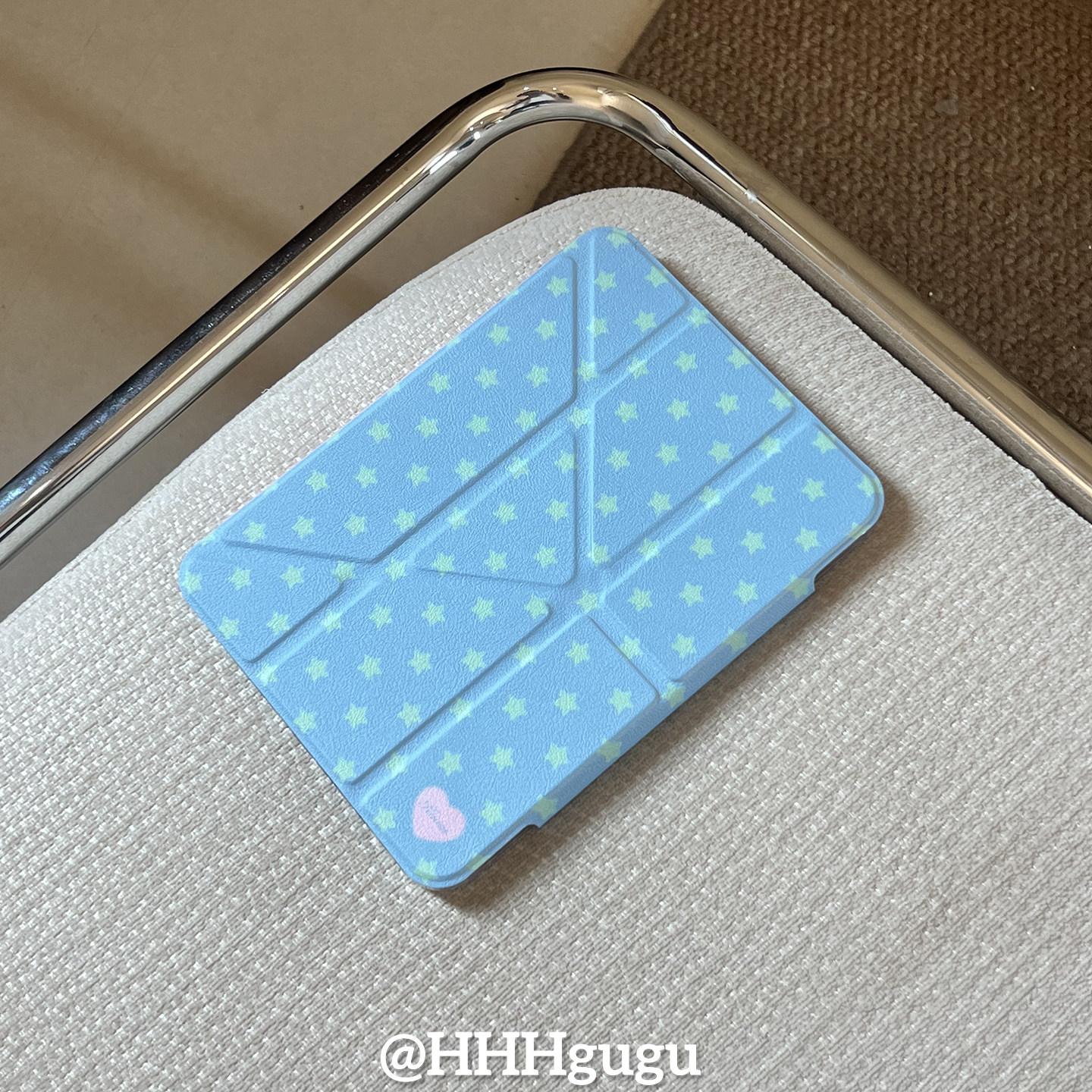HHHgugu ins韩风海盐蓝爱心星星适用ipad保护壳pro2021旋转air5卡通平板套磁吸9.7寸mini6苹果亚克力第10代