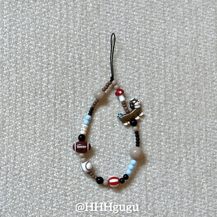 HHHgugu手机链条学生ins橄榄球狗ccd短挂绳包包手机链钥匙扣饰品