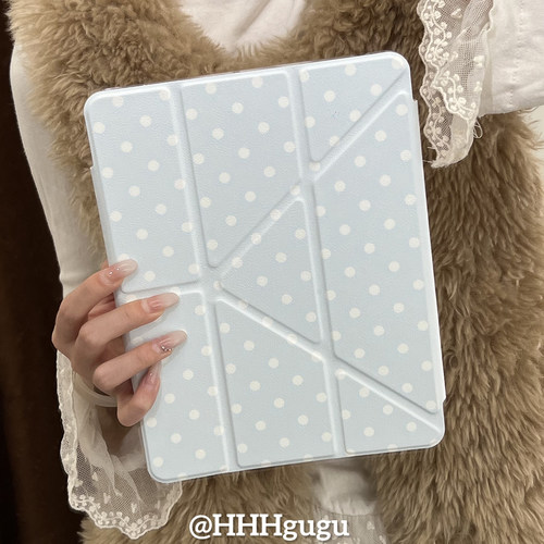 HHHgugu ins风简约蓝色平板套适用ipad保护壳pro2021旋转air5卡通平板套磁吸9.7寸mini6苹果亚克力第10代