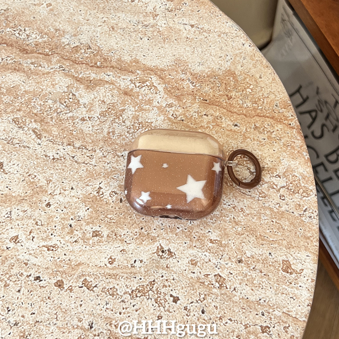 HHHgugu ins透棕白色泼墨星星适用于AirPods3保护套带挂坠AirPods第三代苹果airpods1/2代pro无线蓝牙耳机套