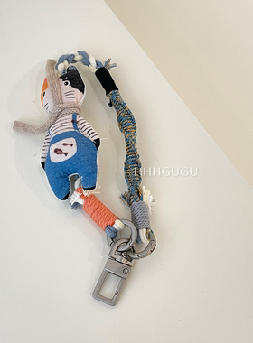 HHHgugu手机链条学生背带裤小花猫ccd短挂绳包包手机链钥匙扣饰品