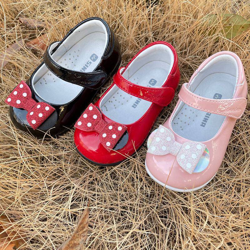 斯乃纳童鞋春秋新款sp1120213b女宝宝羊皮公主儿童方口百搭黑皮鞋