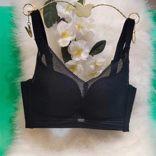 防下垂光面B杯古蒂花文胸2955夏薄网纱透气无钢圈聚拢侧收内衣新
