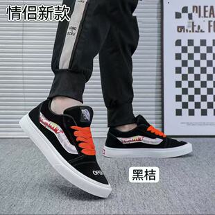 新款潮鞋圆头涂鸦黑白休闲鞋胖胖百搭学生运动鞋男女同款情侣板鞋