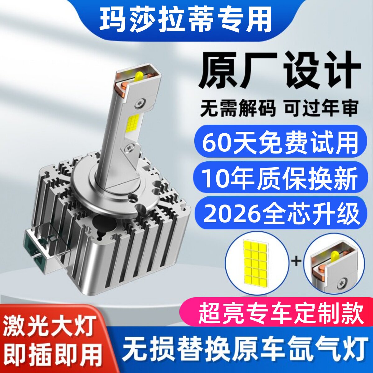 玛莎拉蒂GT莱万特Levante吉博力Ghibli总裁氙气灯泡改装led前大灯