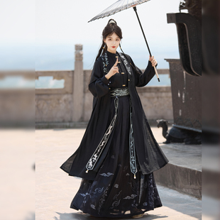 九玄月原创汉服【倾心】明制立领汉服日常通勤比甲对襟武侠风新款