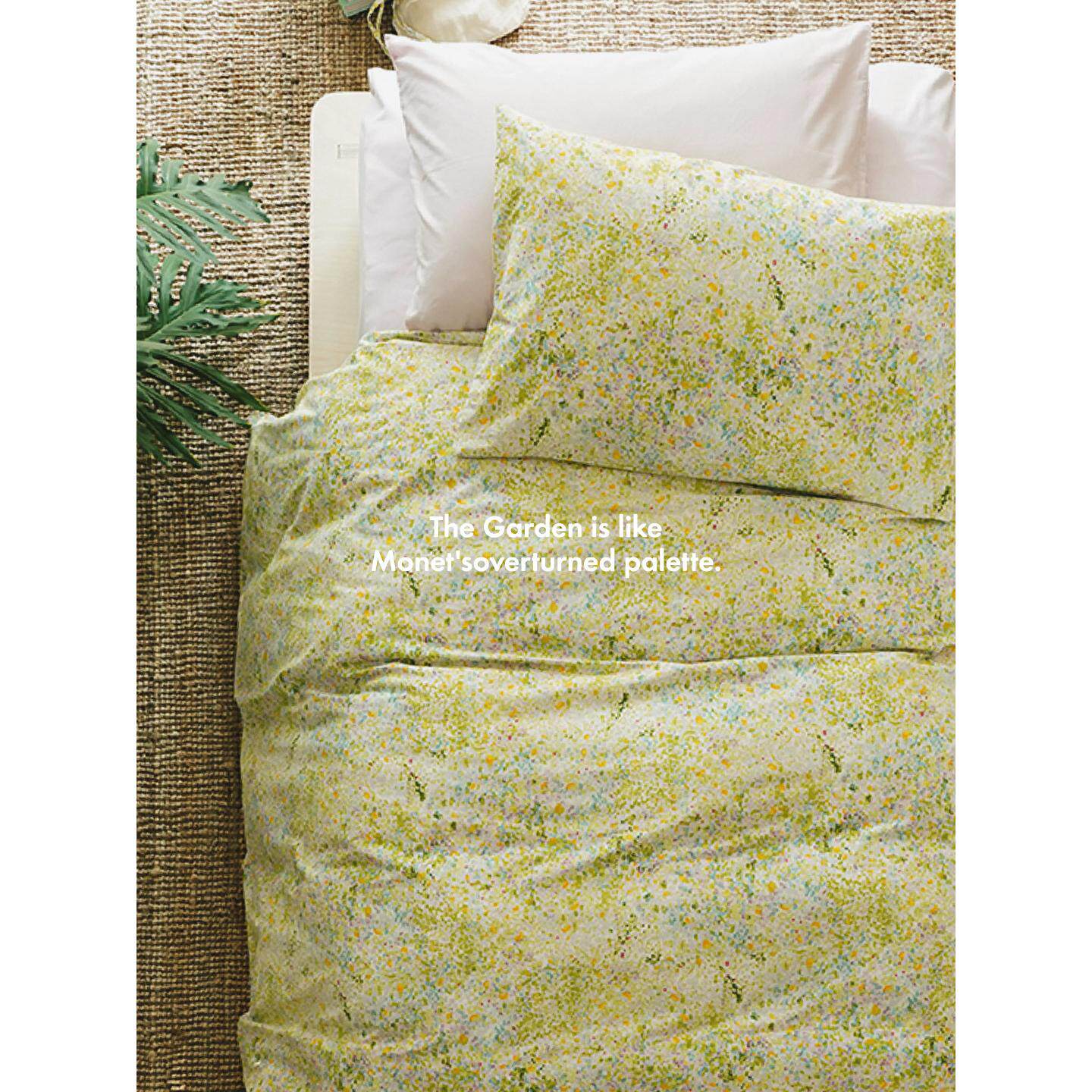 CastleGarden纯棉四件套被单床笠空调被床品套件 莫奈庭院/睡莲粉