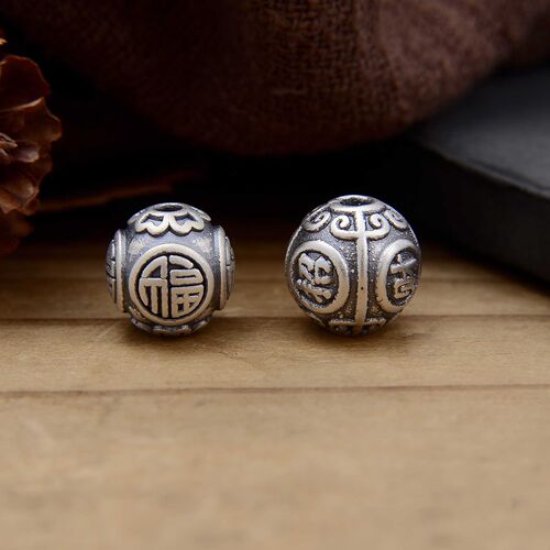 S999足银复古泰银祥云圆珠散珠