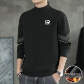 R标双面德绒打底衫 秋冬男士 款 立琤男装 半高领长袖 T恤保暖内搭上衣