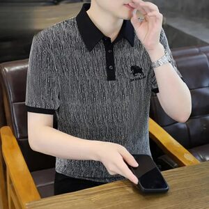 雷布斯精品男装高档男士翻领短袖POLO衫中国风夏季透气印花休闲a8