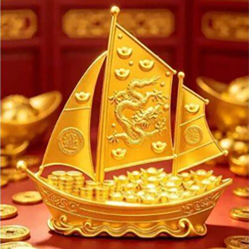 基差一帆风顺帆船摆件高档沙金招财模型酒柜客厅书架玄关装饰祥a1