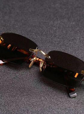 俄罗斯大白鲨无边框太阳眼镜问牛专卖店石头水晶眼镜高档偏光墨镜