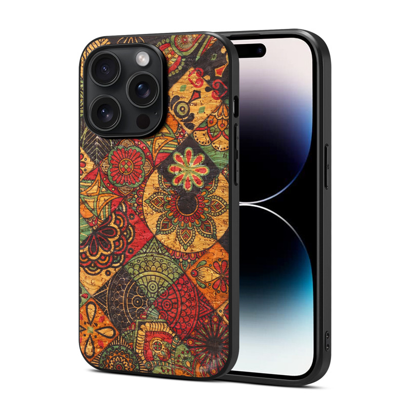 iPhone苹果17软木16/15面料14/13彩绘12/11手机壳Pro保护套MAX复古Plus花语Air/X/XS/XR做旧7/8民族风SE2/3