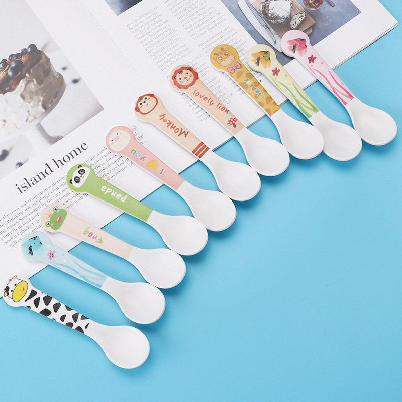 竹纤维儿童趣味宝宝叉子卡通可爱婴幼儿勺子家用辅食吃饭叉勺套装