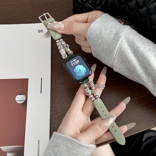 民族风串珠花朵真皮表带适用oppox2mini2代3proSE高颜值款vivogt2