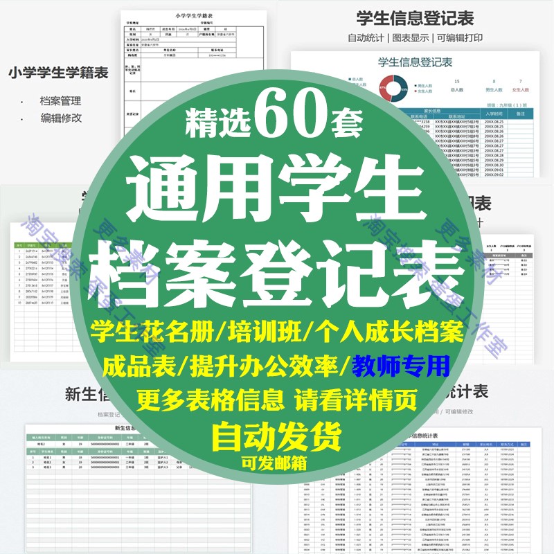 学校学生档案登记表大中小个人成长基本信息花名册培训班记录资料