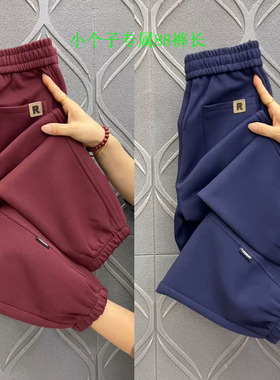春季新款小个子裤子女宽松高腰紫色哈伦裤女百搭显瘦88裤长休闲裤