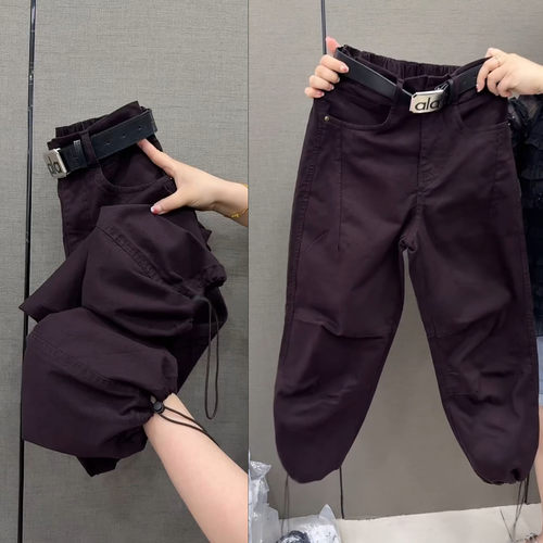 秋季小个子九分弯刀裤女宽松显瘦