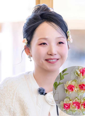 五十里桃花坞辣目洋子同款发夹超仙气森系茉莉花边夹女甜美发饰