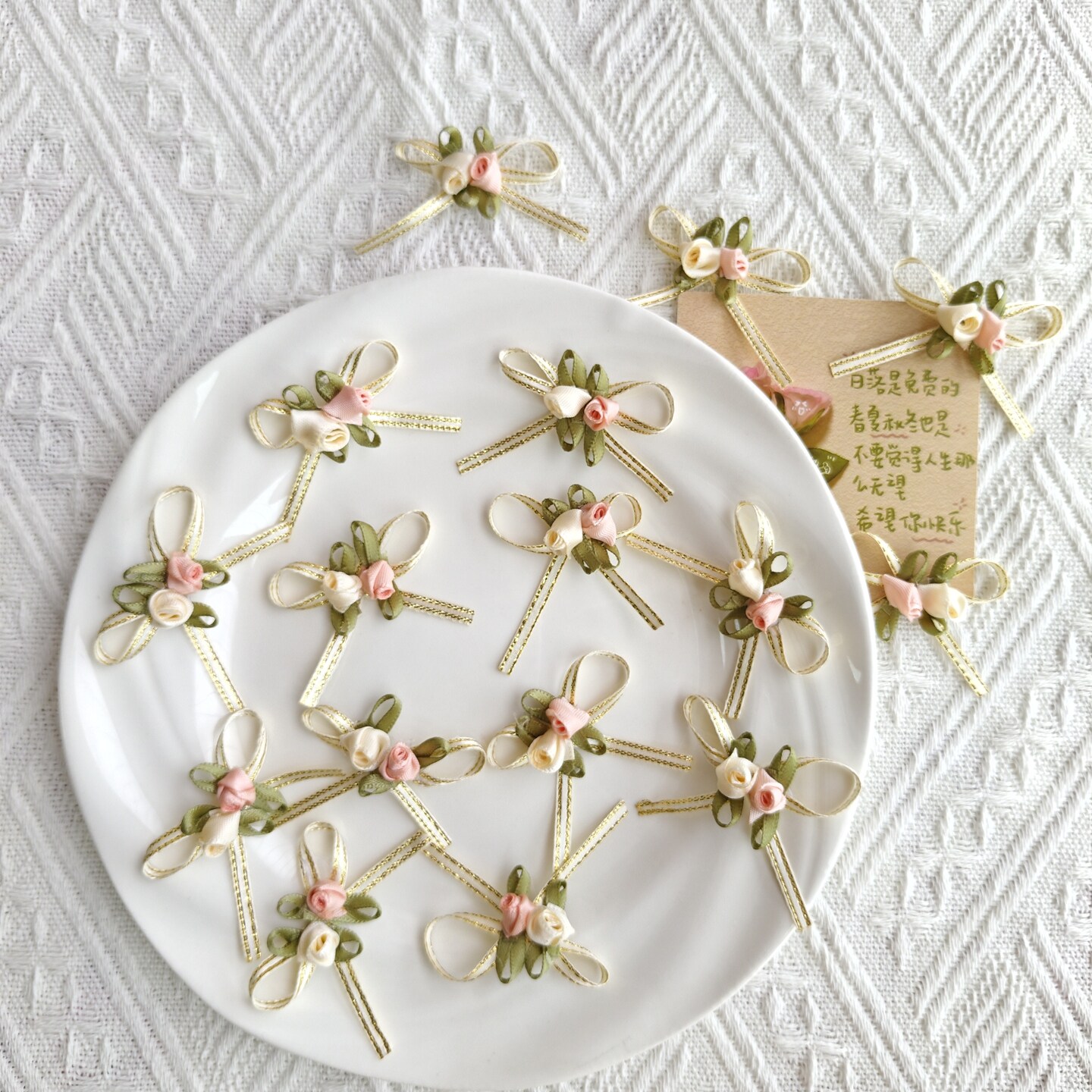 花生米手作配件玫瑰花蝴蝶结甜品蛋糕装饰diy头饰发夹服饰辅料