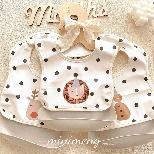 Детский съемный водонепроницаемый трехмерный слюнявчик для еды для прикорма, нагрудник, в корейском стиле, с карманом