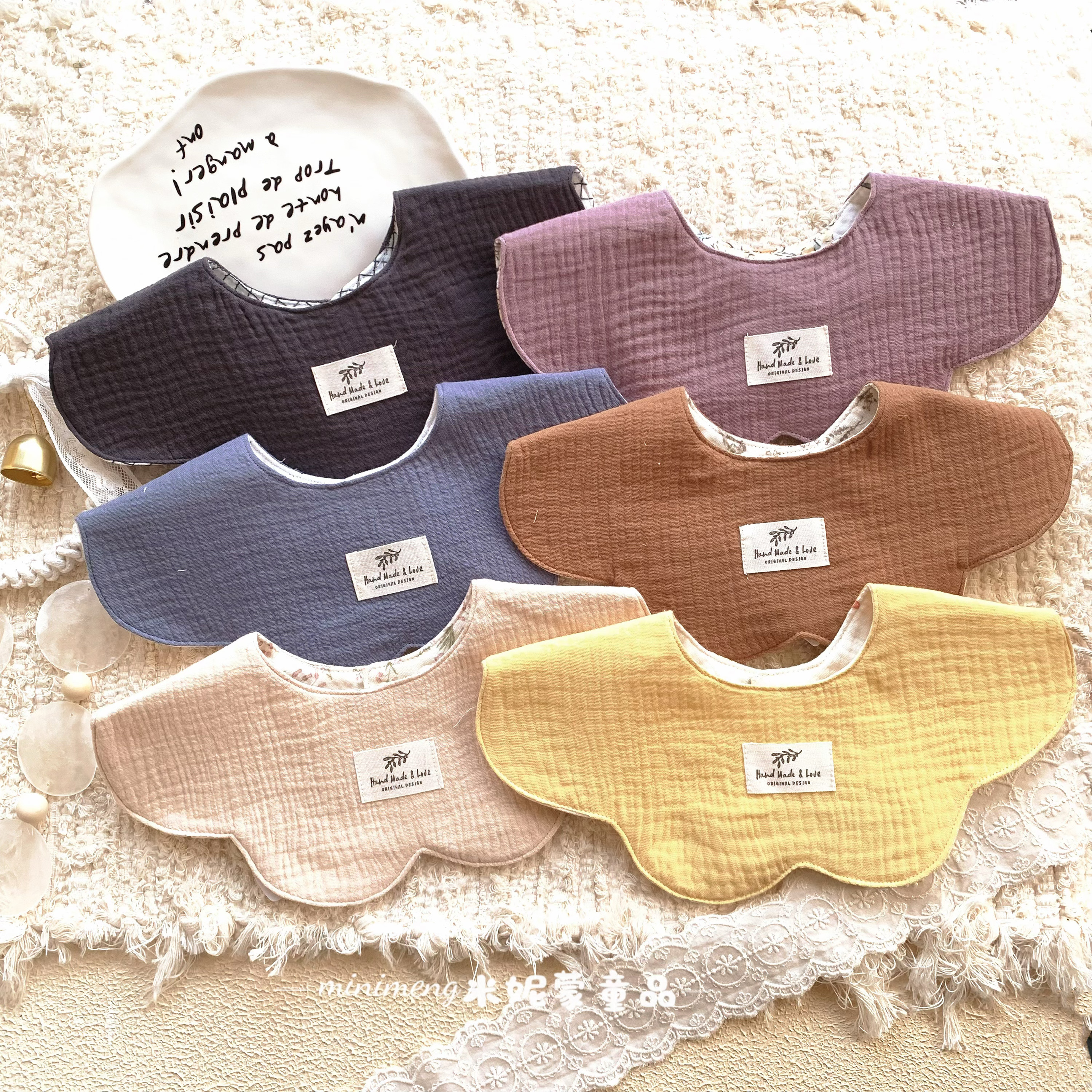 嬰兒防水圍嘴純棉紗布防吐奶飯兜