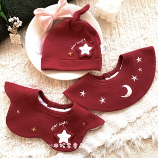 ins风婴幼儿360度宝宝围嘴婴儿防吐奶围兜新年款口水巾新生儿红色