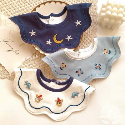 围兜防水婴儿口水巾旋转纯棉围嘴