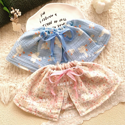 纯棉纱布婴儿加大系带口水巾