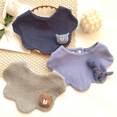 围嘴口水巾围兜可爱纯棉华夫格