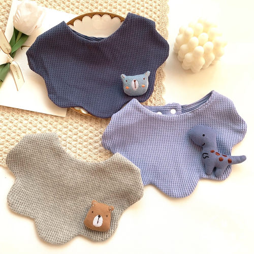 围嘴口水巾围兜可爱纯棉华夫格