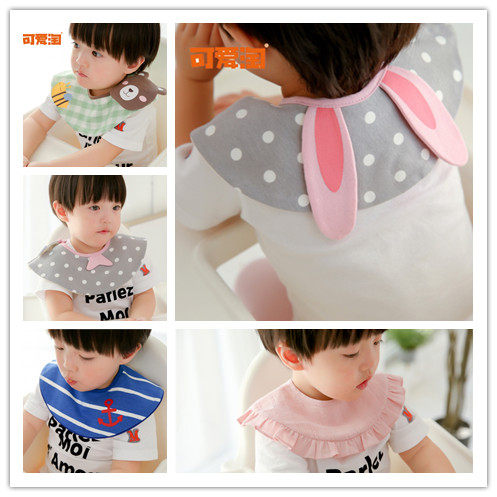 新款360圆形可旋转纯棉宝宝围嘴立体兔耳朵口水巾婴幼儿卡通围兜,婴童用品,小围嘴,淘宝优惠券,粉丝福利购,淘宝优惠卷