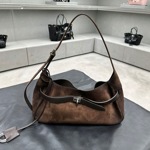 复古麂皮绒面单肩腋下包