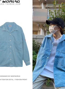 自主自产 X CAVEMPT C.E 21AW BLEACHED CORD OPEN SHIRT纯色夹克