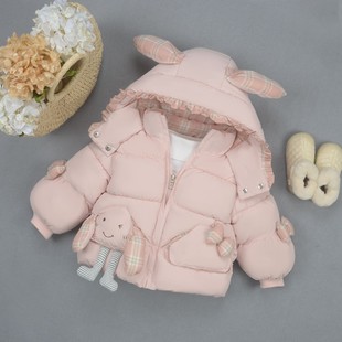 女童冬装新款棉衣公主宝宝甜美加绒加厚羽绒棉服婴幼儿童棉袄外套