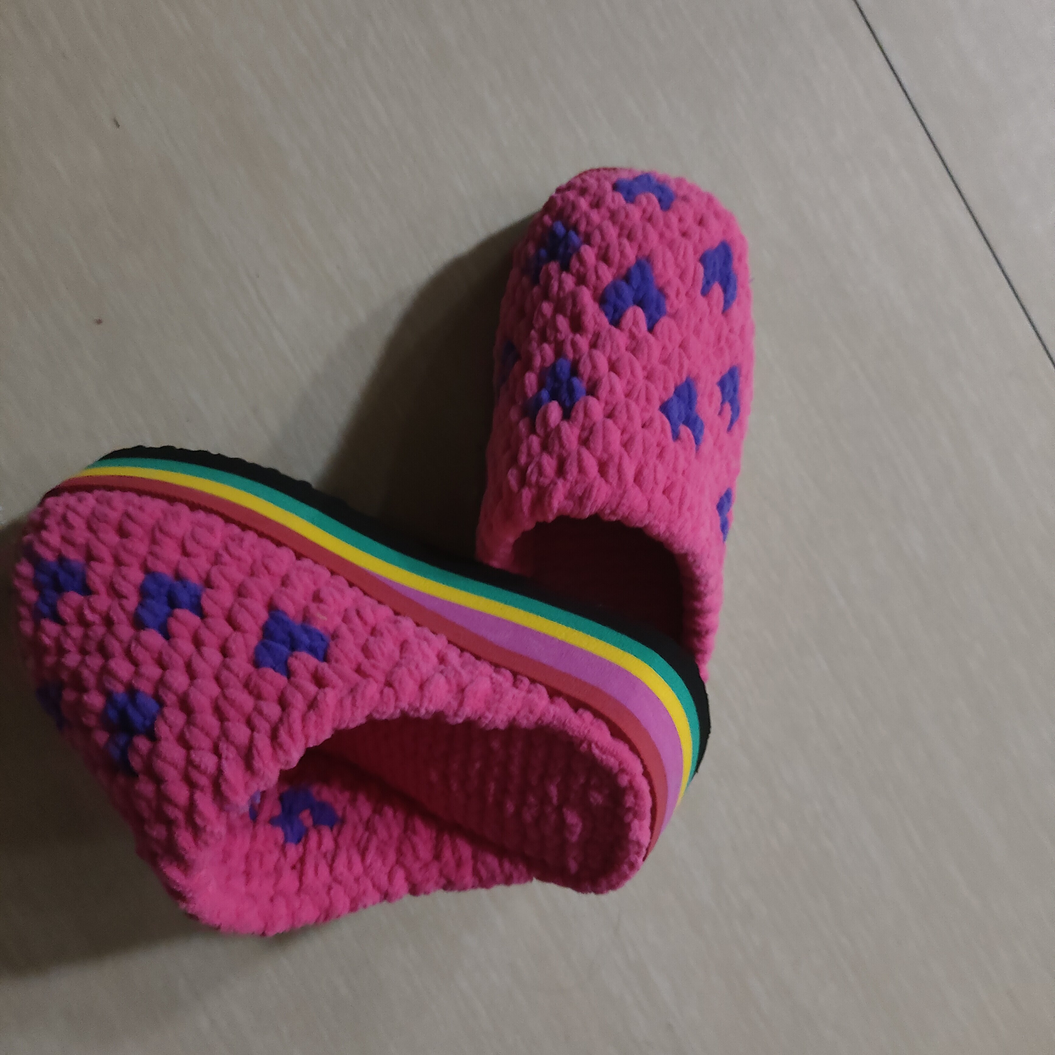 纯手工毛线勾织保暖女拖鞋防滑坡跟棉拖鞋针织厚底冰条线拖鞋成品,女鞋,包头拖,淘宝优惠券,粉丝福利购,淘宝优惠卷