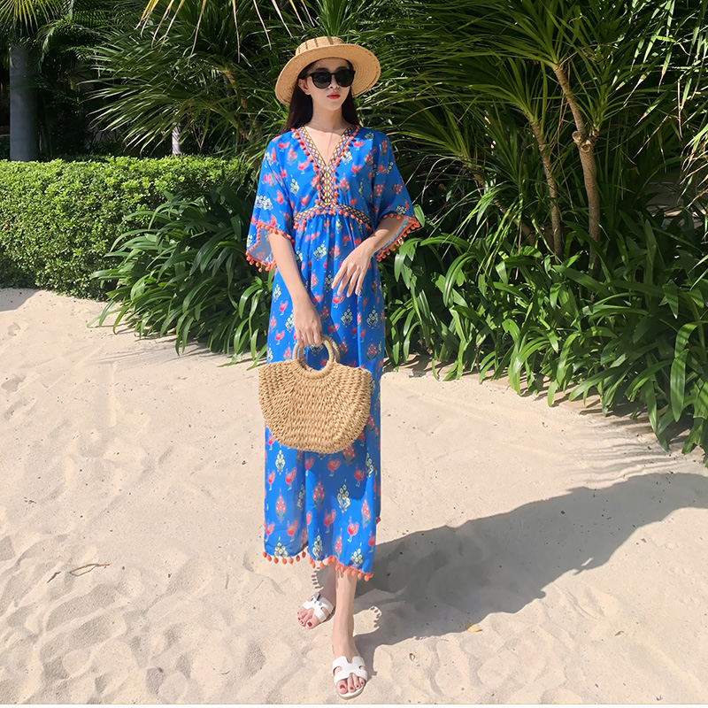 连衣裙女显瘦海边度假青海湖旅游拍照沙漠长裙超仙海南三亚沙滩裙