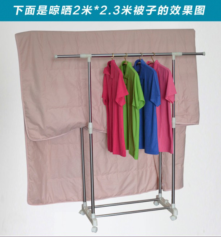 不锈钢双杆晾衣架 落地伸缩晒衣架 加厚晒被架 挂衣架 阳台凉衣架