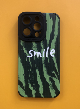 Smile绿色条纹适用IPhone14ProMax苹果13手机壳12防摔新款11高级XR全包XS硅胶8Plus/7/6s/se2保护套软情侣女