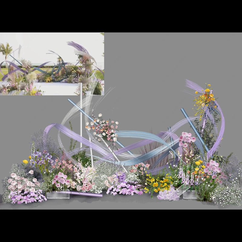 265竹编彩色多色搭配户外婚礼花艺手绘素材psd分层文件