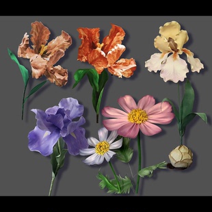 245婚礼手绘效果图eva棉花艺鸢尾花小雏菊美陈装置psd分层素材
