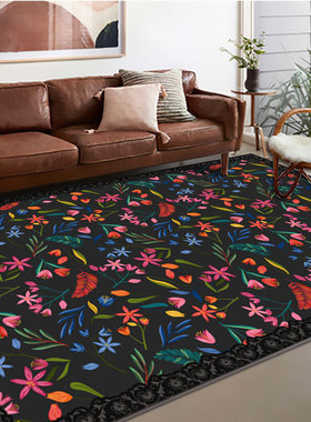 跨境亚马逊客厅地毯地垫水洗背rug质量认证多尺寸美式田园