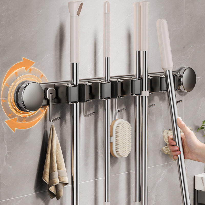 吸盘拖把壁挂夹卫生间免打孔拖把夹挂扫把拖布挂钩固定架收纳神器,收纳整理,挂门置物架,淘宝优惠券,粉丝福利购,淘宝优惠卷