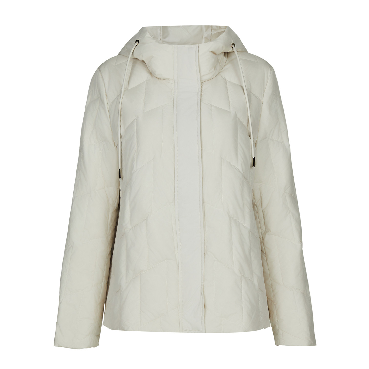 XINSILU新思路女装专柜冬装时尚米白色拉链暗扣连帽短款女羽绒服