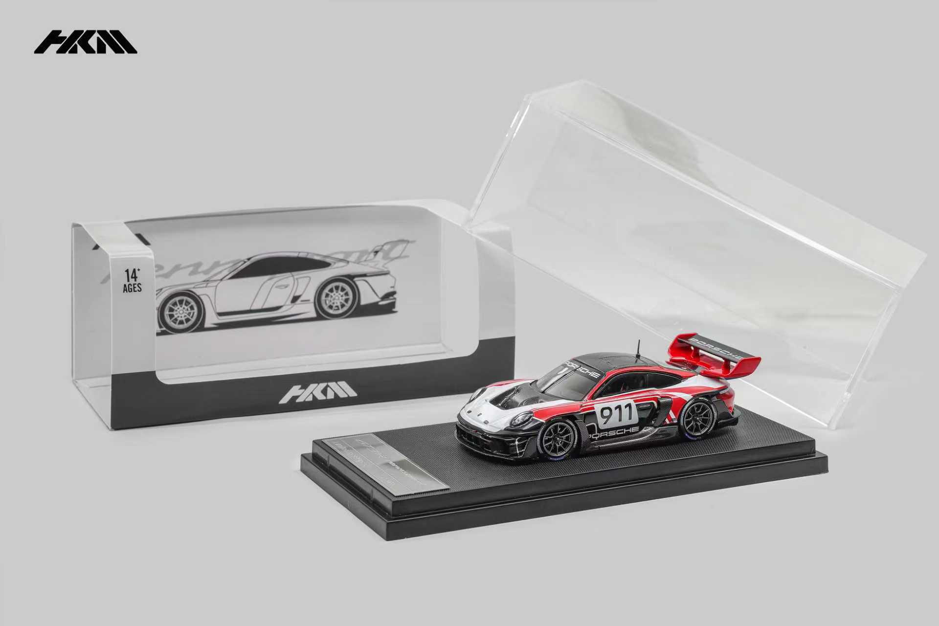 HKM 164 合金跑车模型 992 GT3 Rennsport大尾翼适用于保时捷911 - 实物图