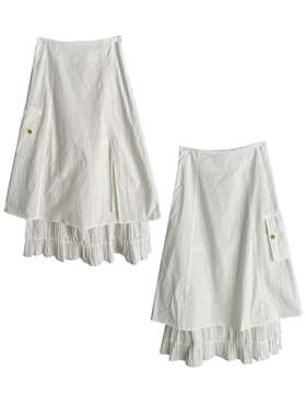 ALISO果核KERNEL 25SS 邂逅纽西奥 设计感抽绳双层重工白色半身裙