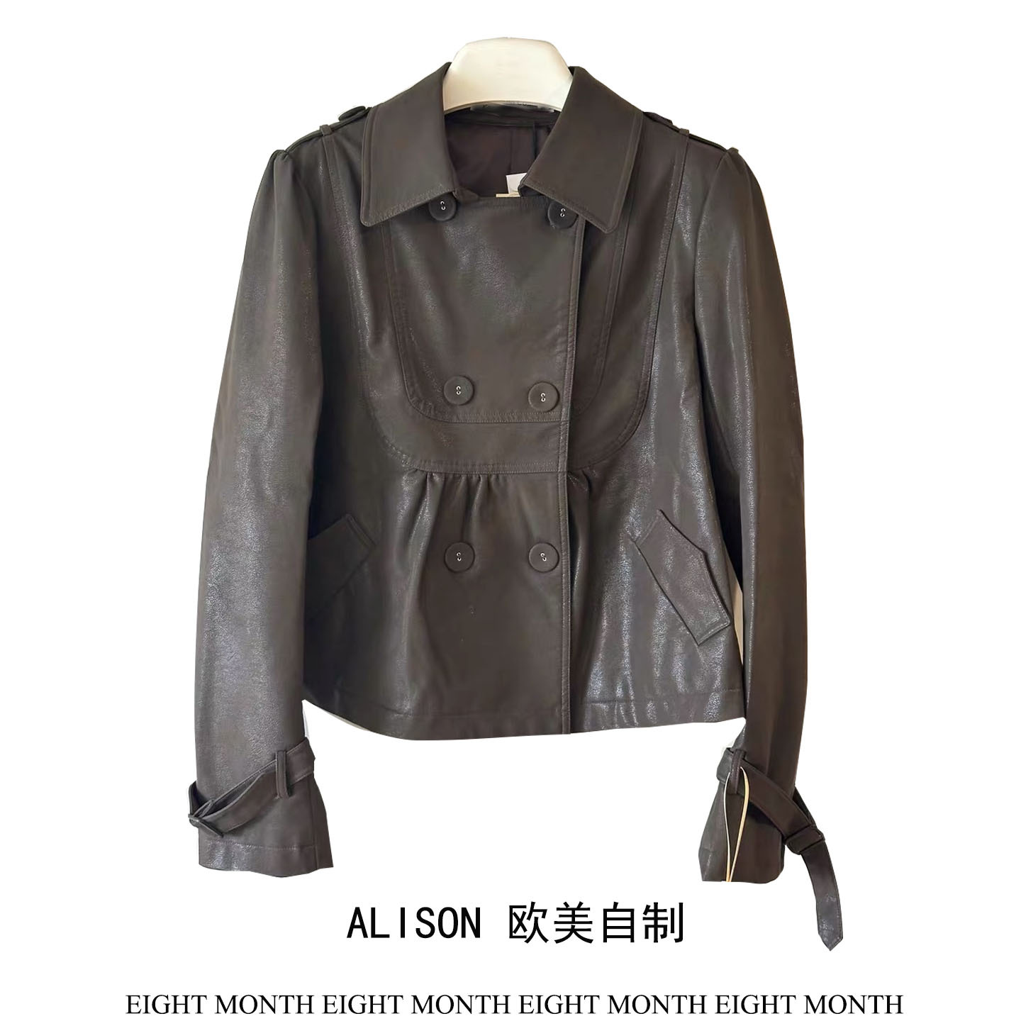 复古小众古着设计感PU皮衣外套