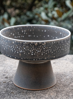 国内手作｜灰砂浅芝麻日式复古陶瓷高脚茶点盘果盘餐盘孤品 栖朔