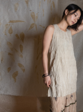 脏白树皮肌理自然毛边工字剪裁背心侘寂中长款上衣·夏 |栖朔制衣