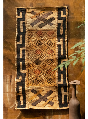 非洲｜刚果手工编织库巴古布长方形挂毯古董装饰壁挂艺术 栖朔